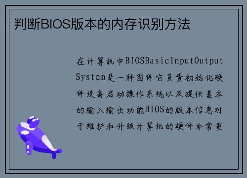 判断BIOS版本的内存识别方法